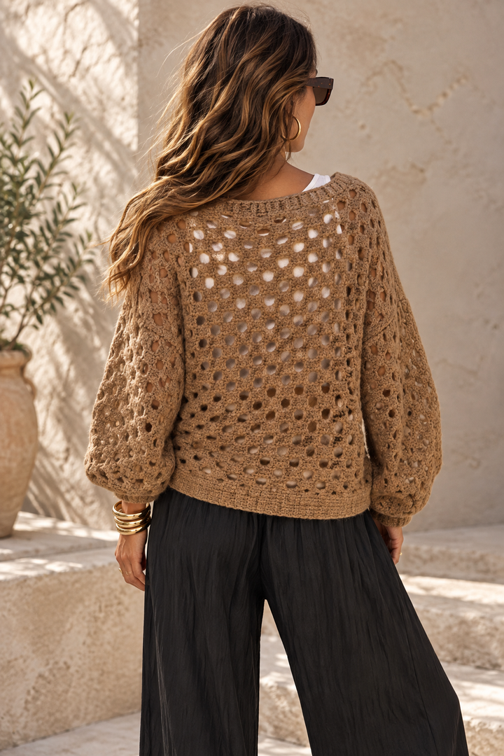 Cora Open Knit Jumper Camel