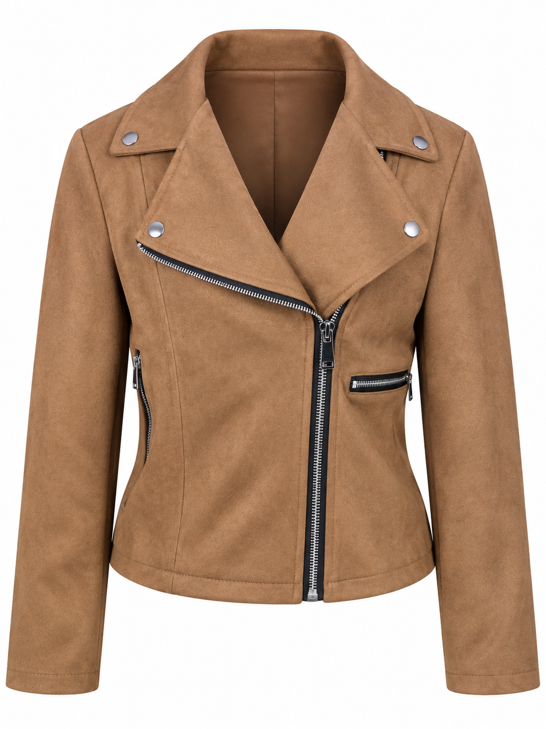 Bruna Faux Suede Zip Jacket Camel