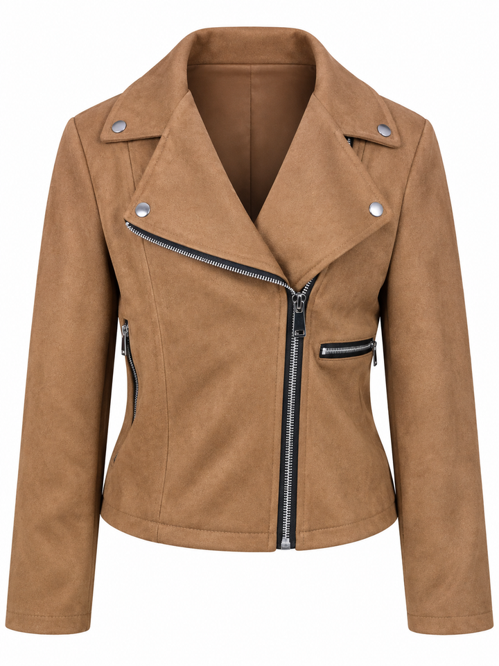 Bruna Faux Suede Zip Jacket Camel