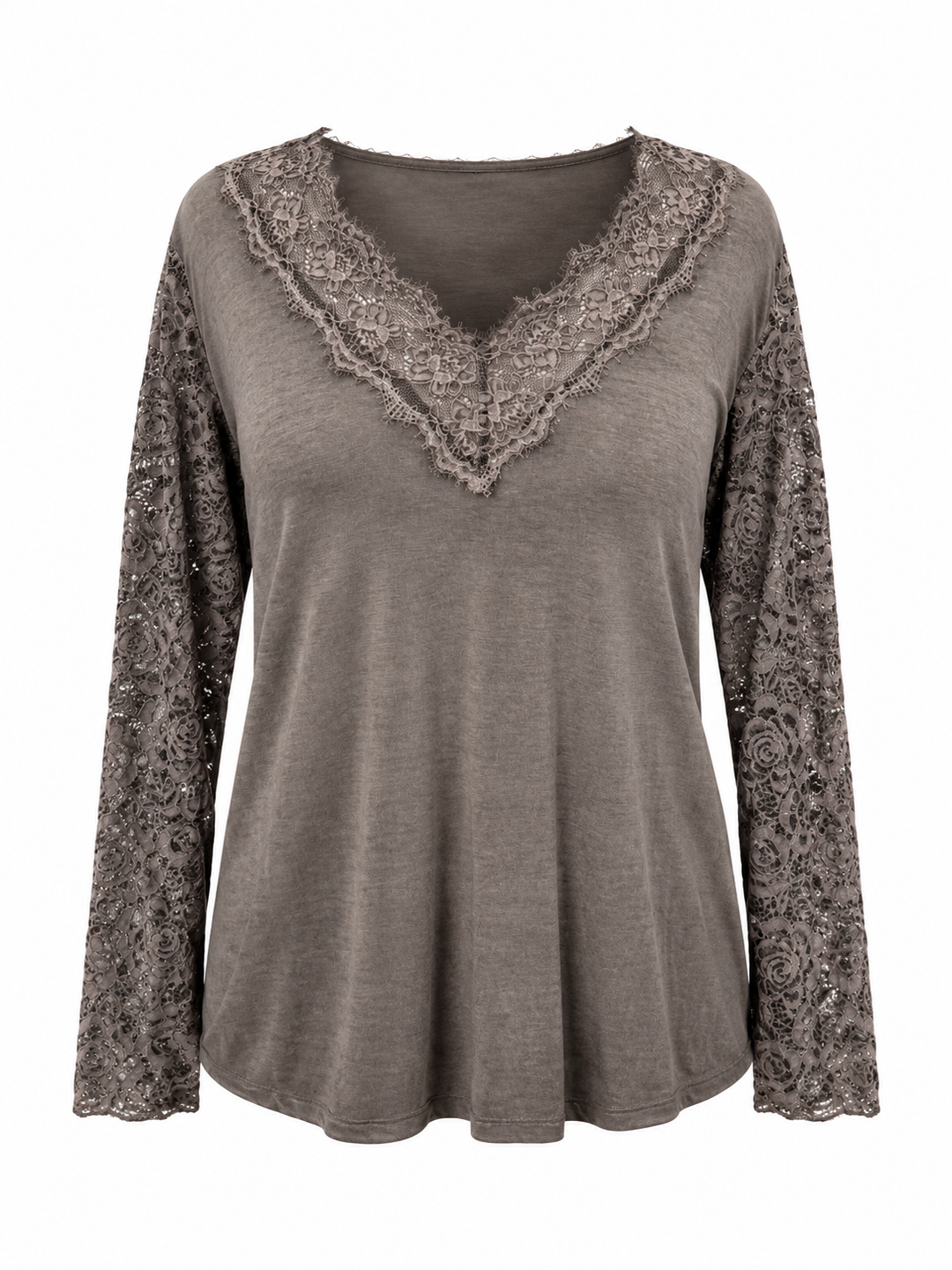 Rosie Lace Long Sleeve Top Mocha