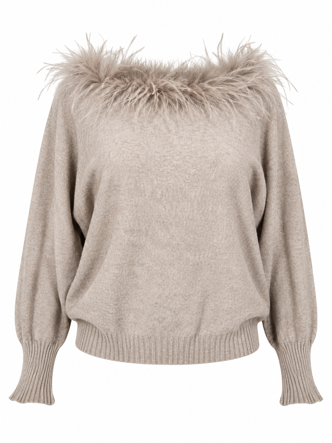 Faux Feather Luxe Jumper Greige