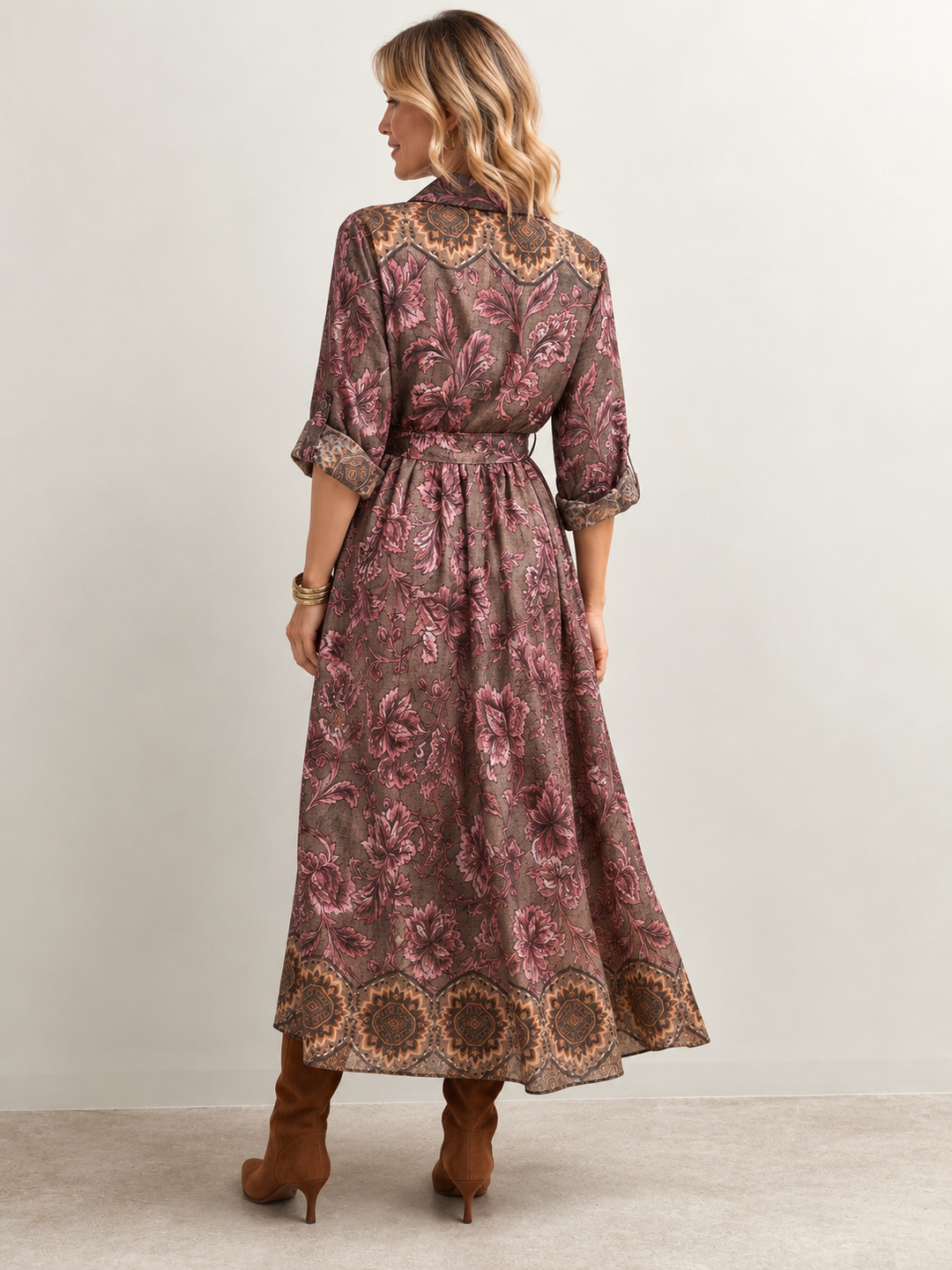 Raquel Floral Dress Mocha/Pink
