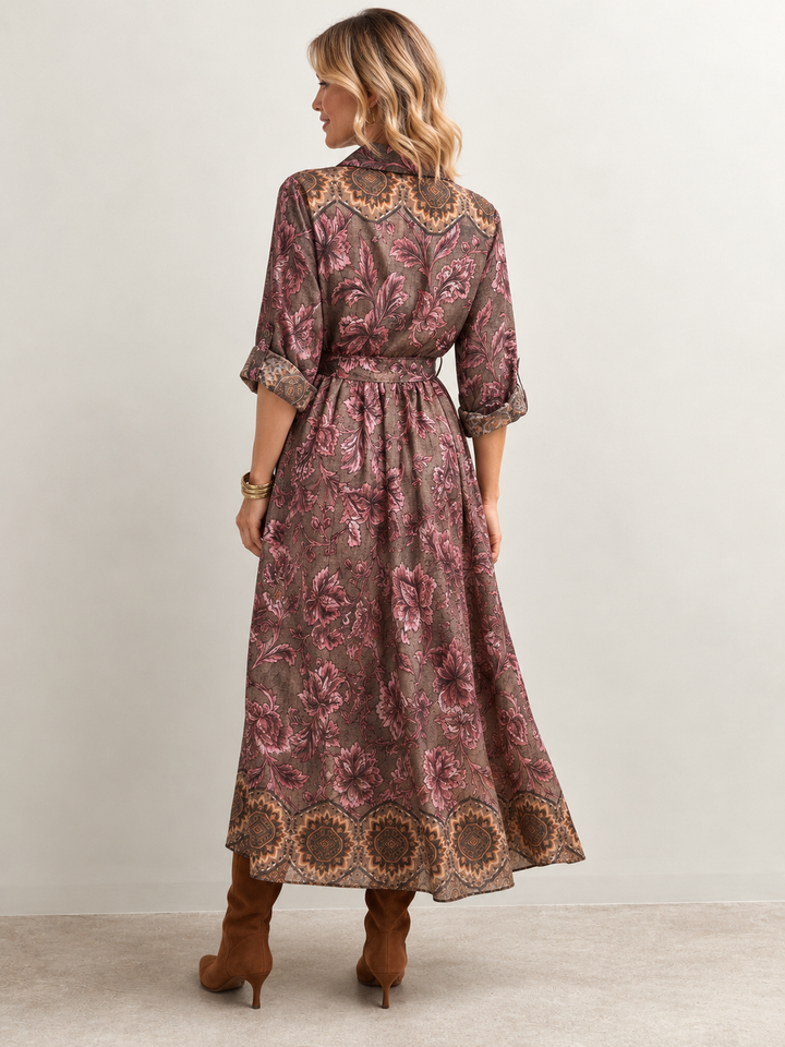 Raquel Floral Dress Mocha/Pink