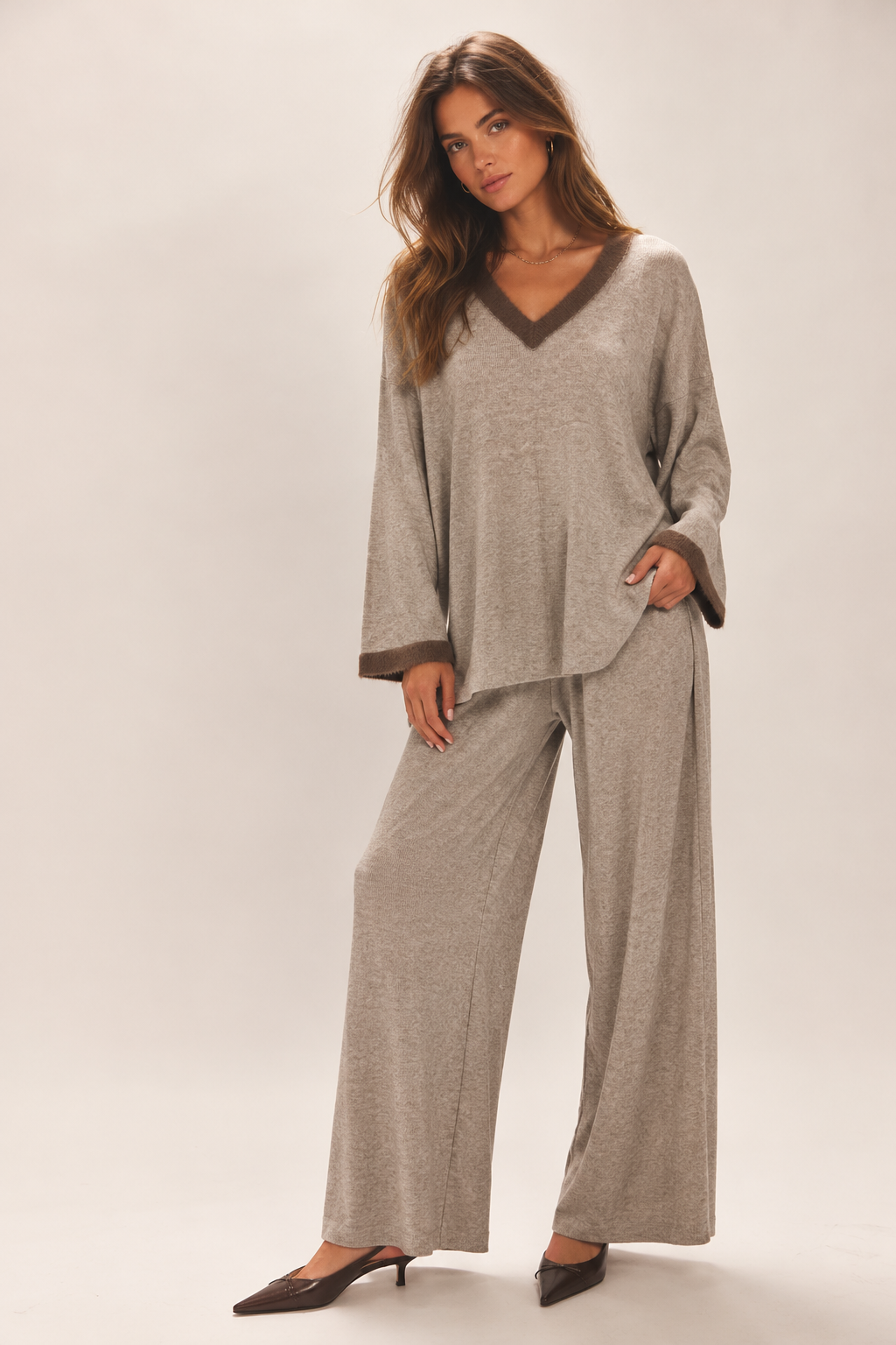 Cassidy V-Neck Co-Ord Beige