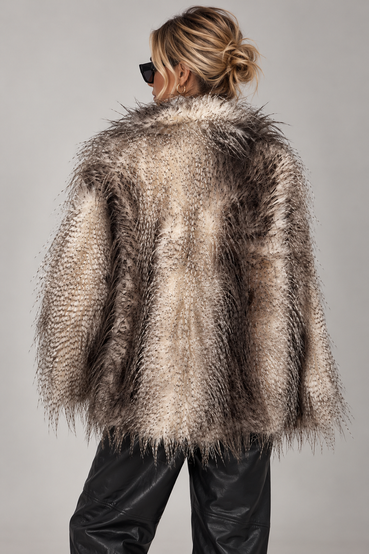 Emmalyn Two Tone Faux Feather Coat