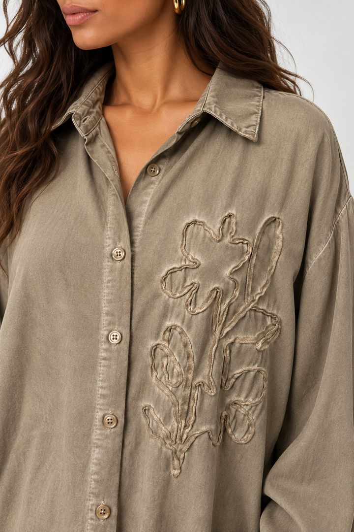Antique Floral Shirt Latte