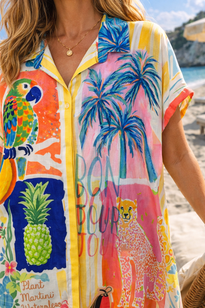 Tropical Paradise Shirt Dress