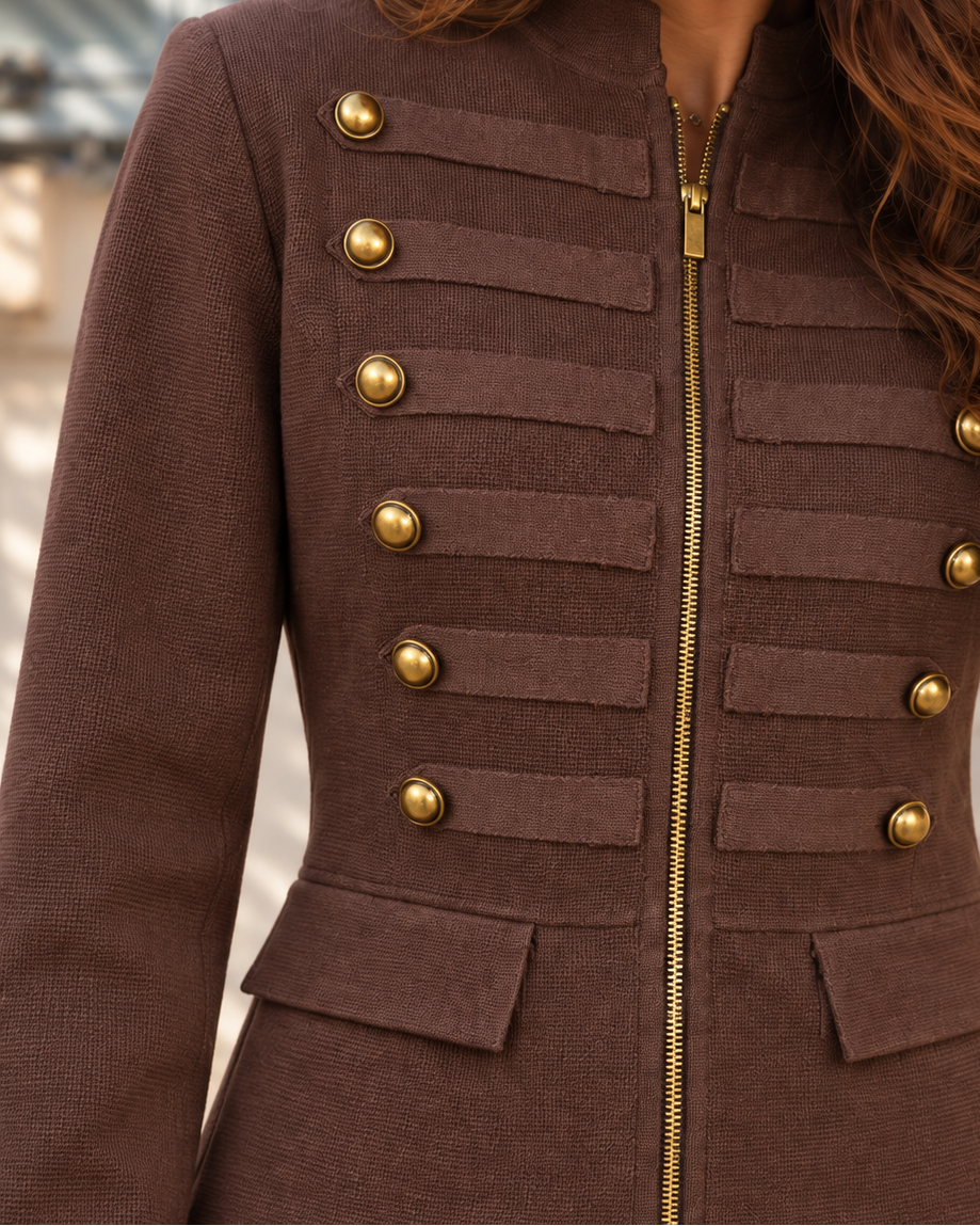 Raven Military Knit Jacket Chocolate