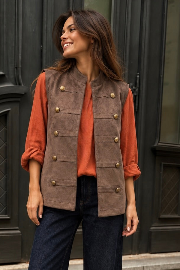 Harlow Military Waistcoat Chocolate