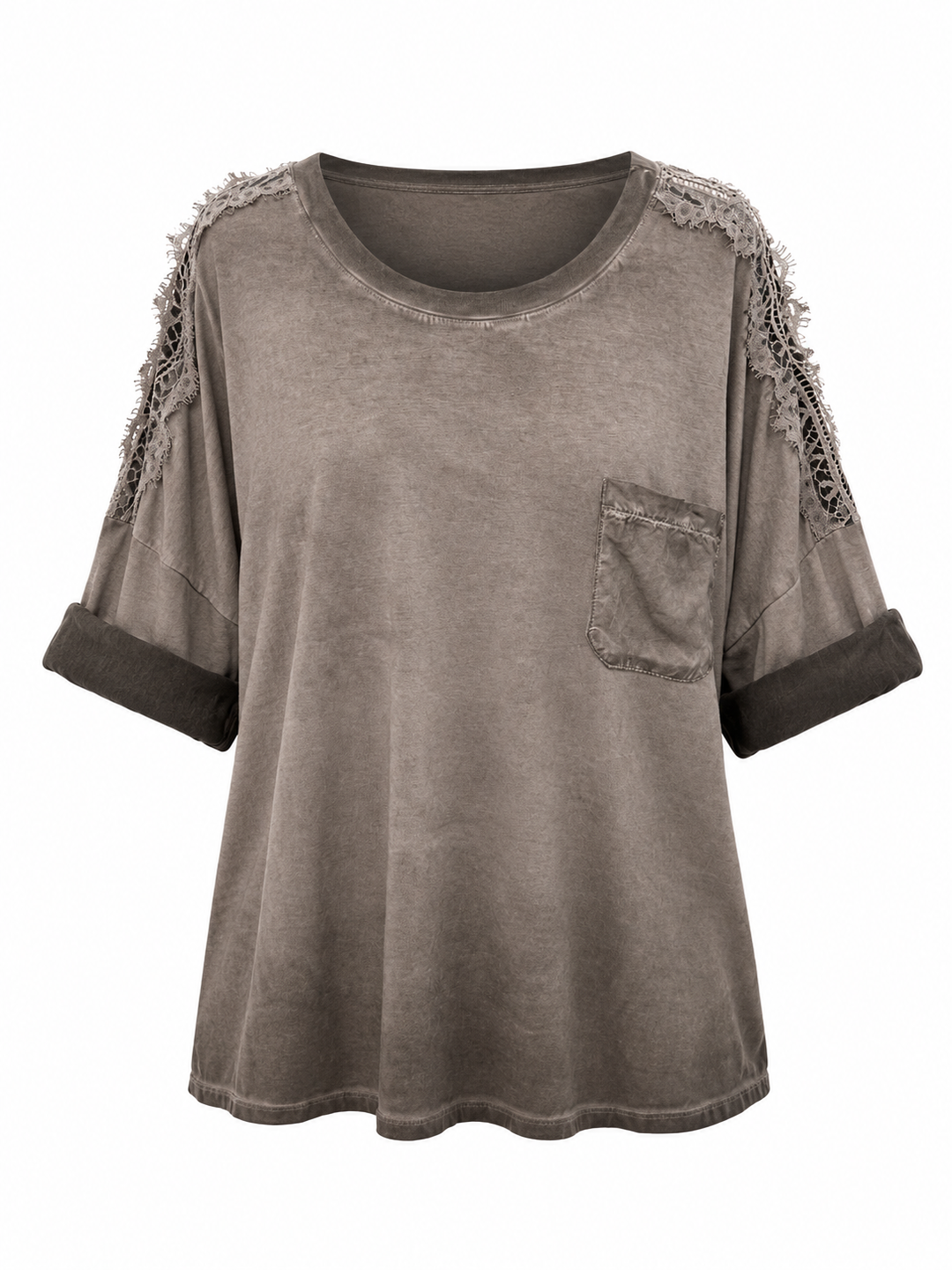 Mari Stone Washed Pocket Top Mocha