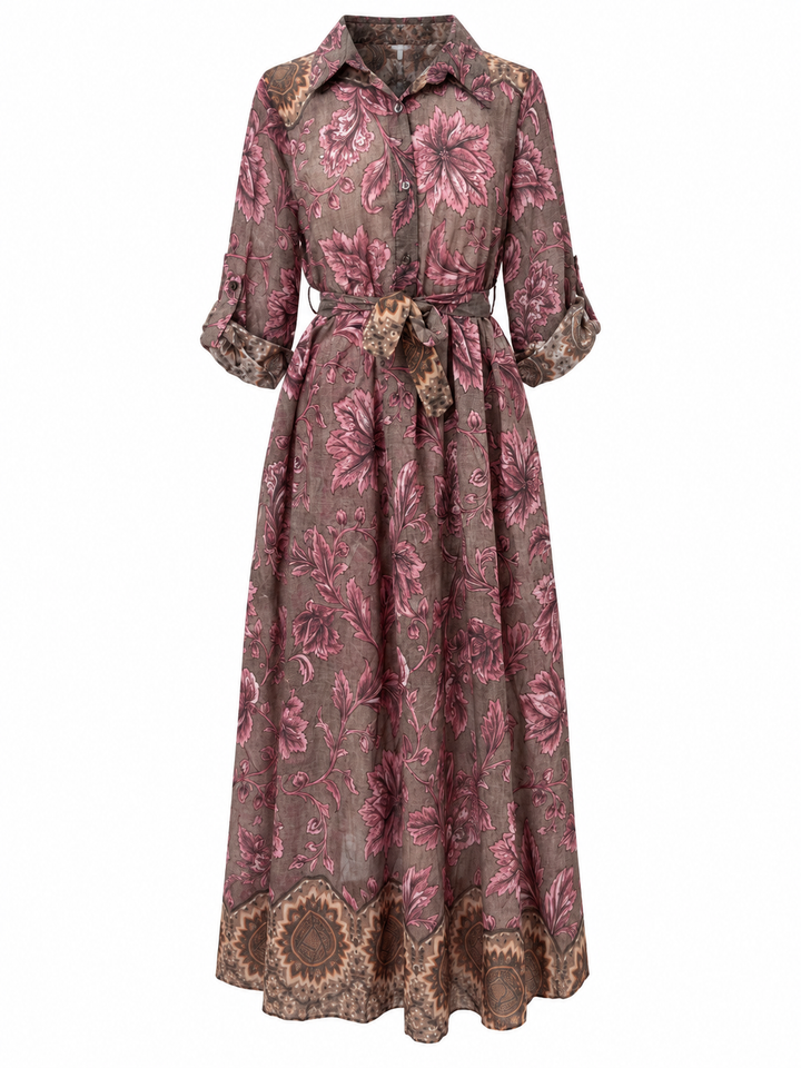 Raquel Floral Dress Mocha/Pink