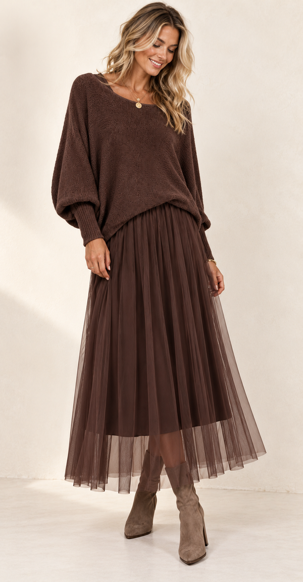 Levana Dress & Jumper Set Chocolate