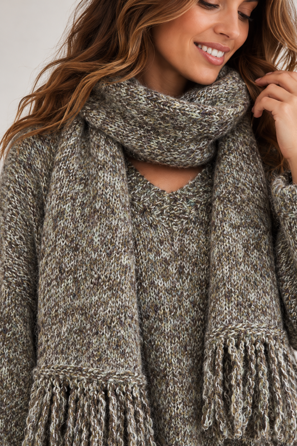 Robyn Scarf & Jumper Set Khaki
