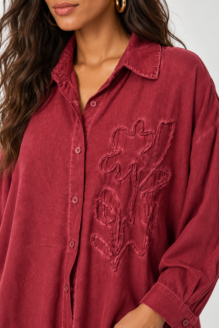 Antique Floral Shirt Cranberry