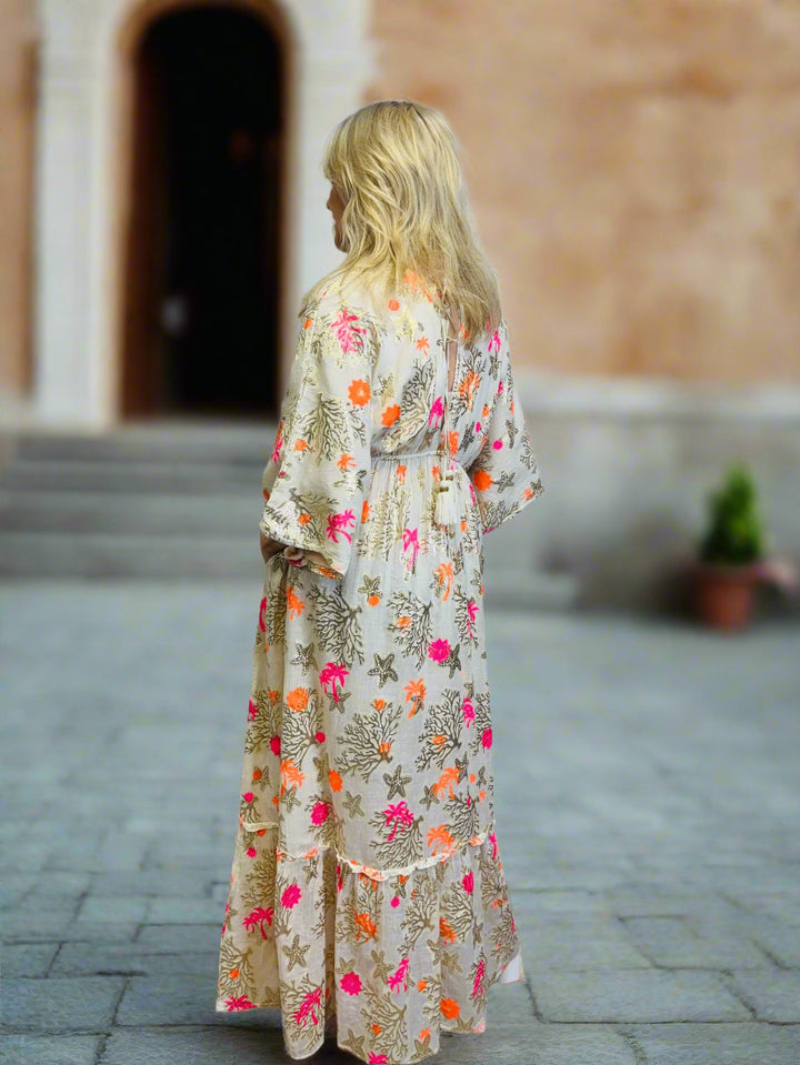 Cyra Embroidered Maxi Dress Natural