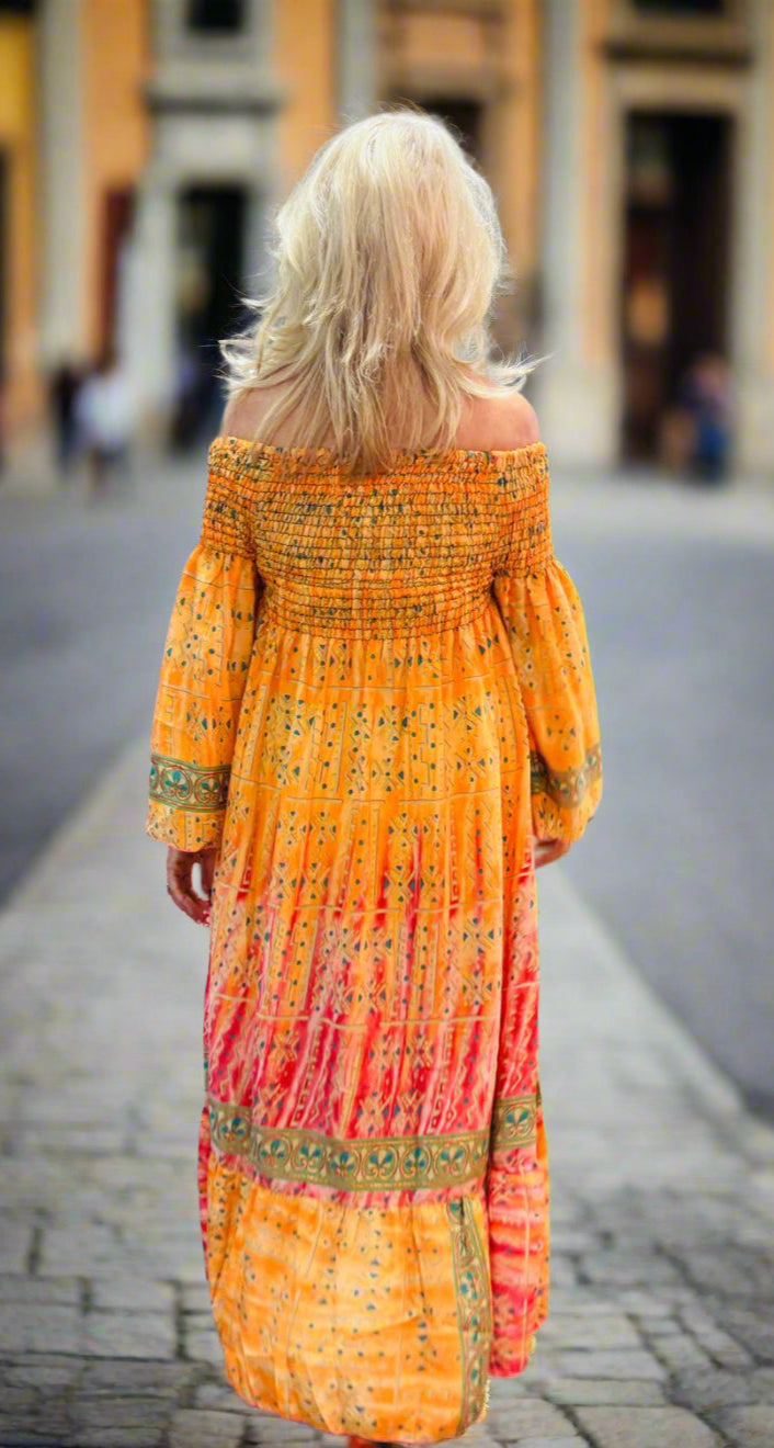Ginara Gypsy Silky Dress Tangerine
