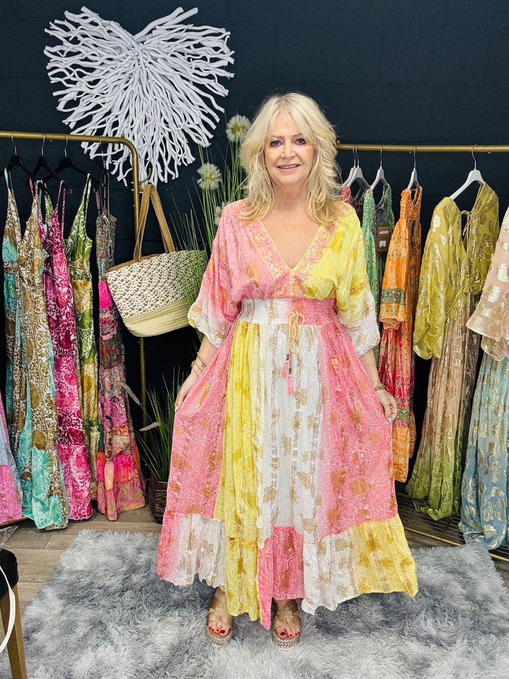 Amoli Maxi dress Pink/ Lemon