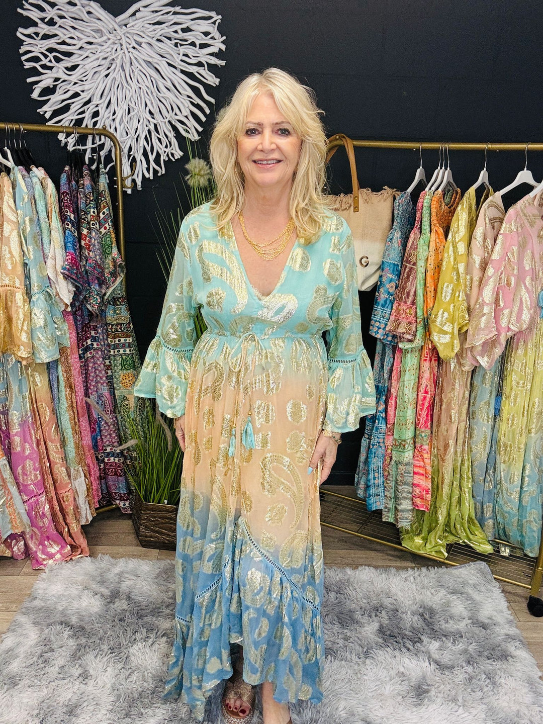 Itzel High/Low Maxi dress Aqua