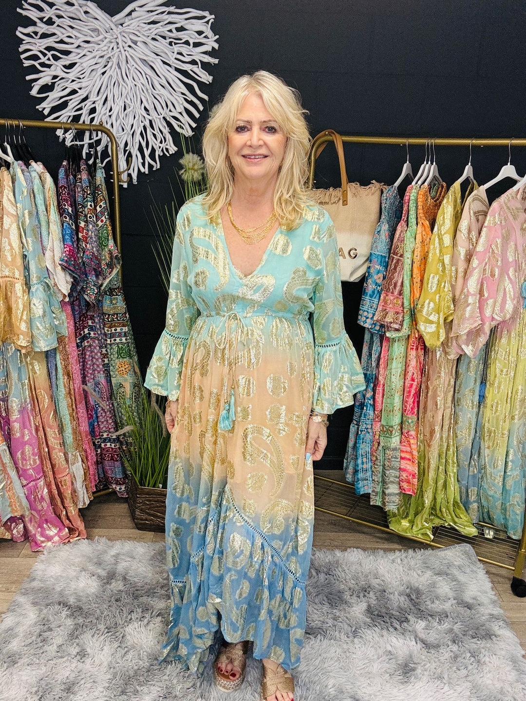 Itzel High/Low Maxi dress Aqua