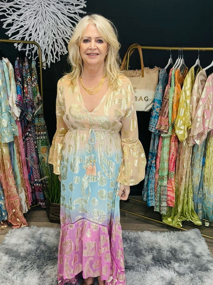 Itzel High/Low Maxi dress Peach