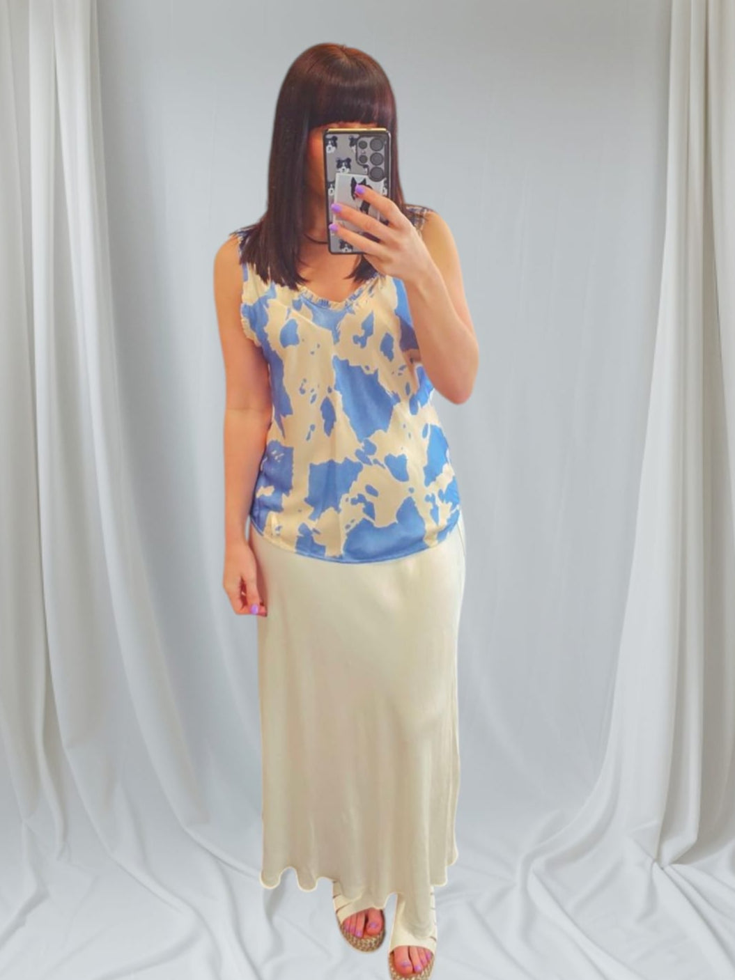Satin Flair Skirt Ivory