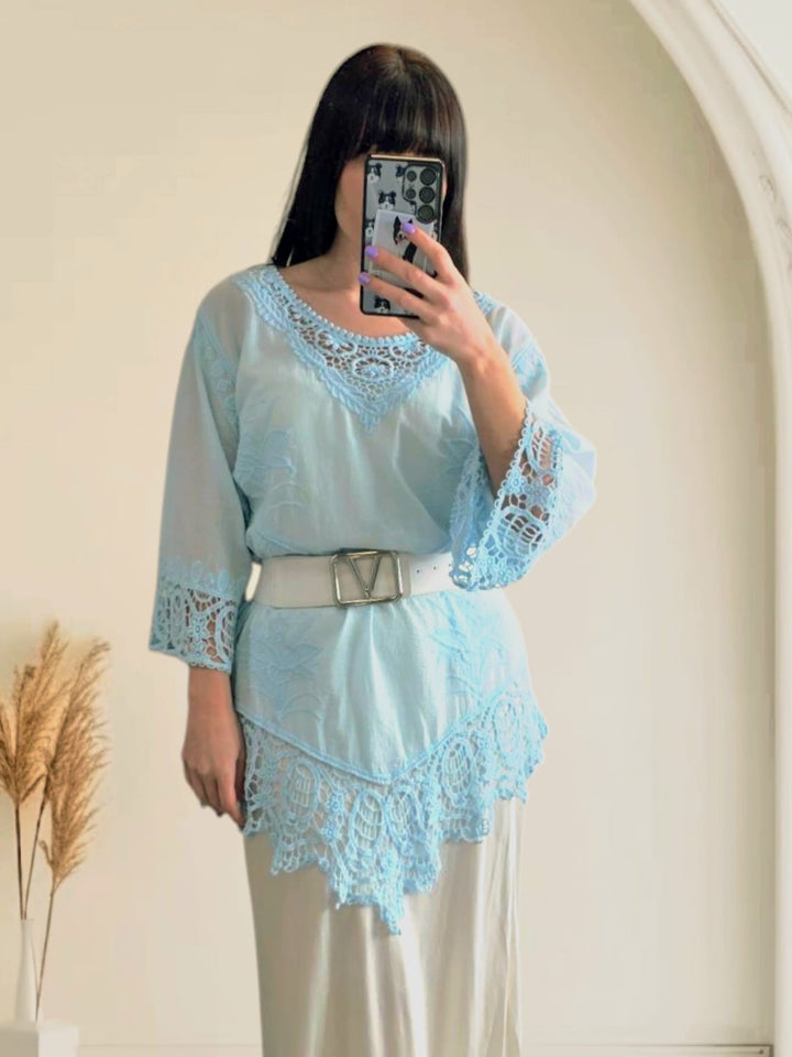Clorinda Crochet Tunic Baby Blue