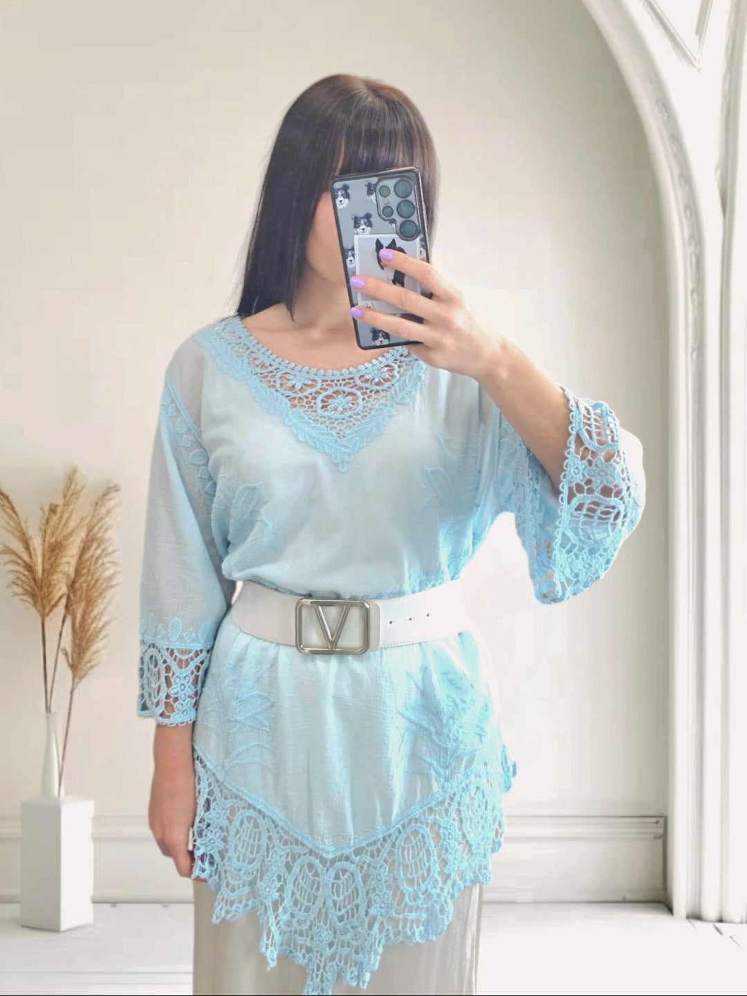 Clorinda Crochet Tunic Baby Blue