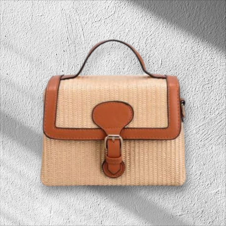 Box Handbag Raffia Tan