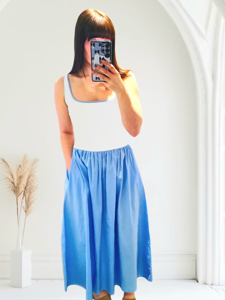 Venus Maxi Dress Blue/White
