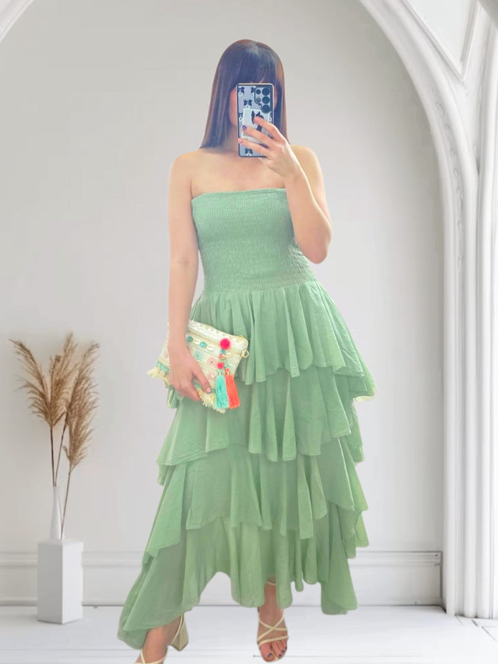 Rosita Ruffle Maxi Dress Sage