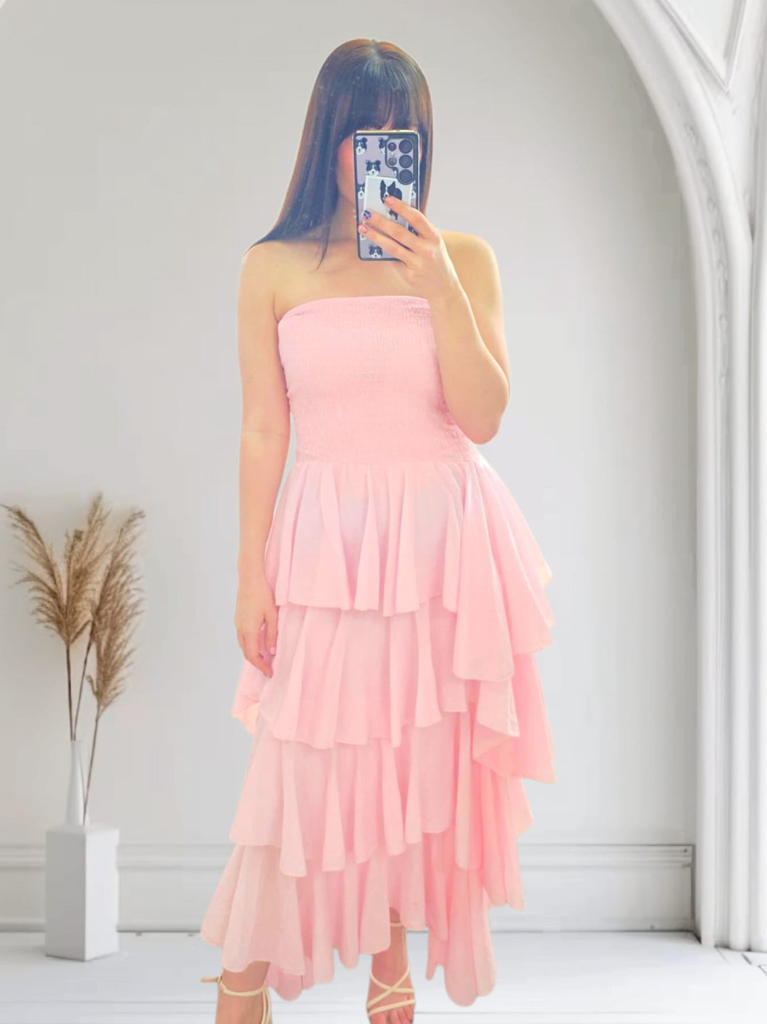 Rosita Ruffle Maxi Dress Pink