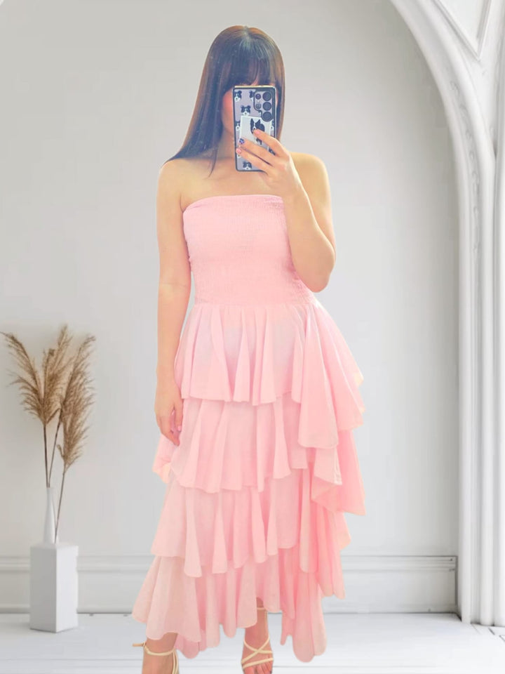 Rosita Ruffle Maxi Dress Pink