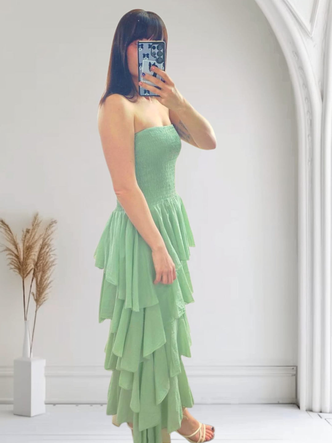 Rosita Ruffle Maxi Dress Sage