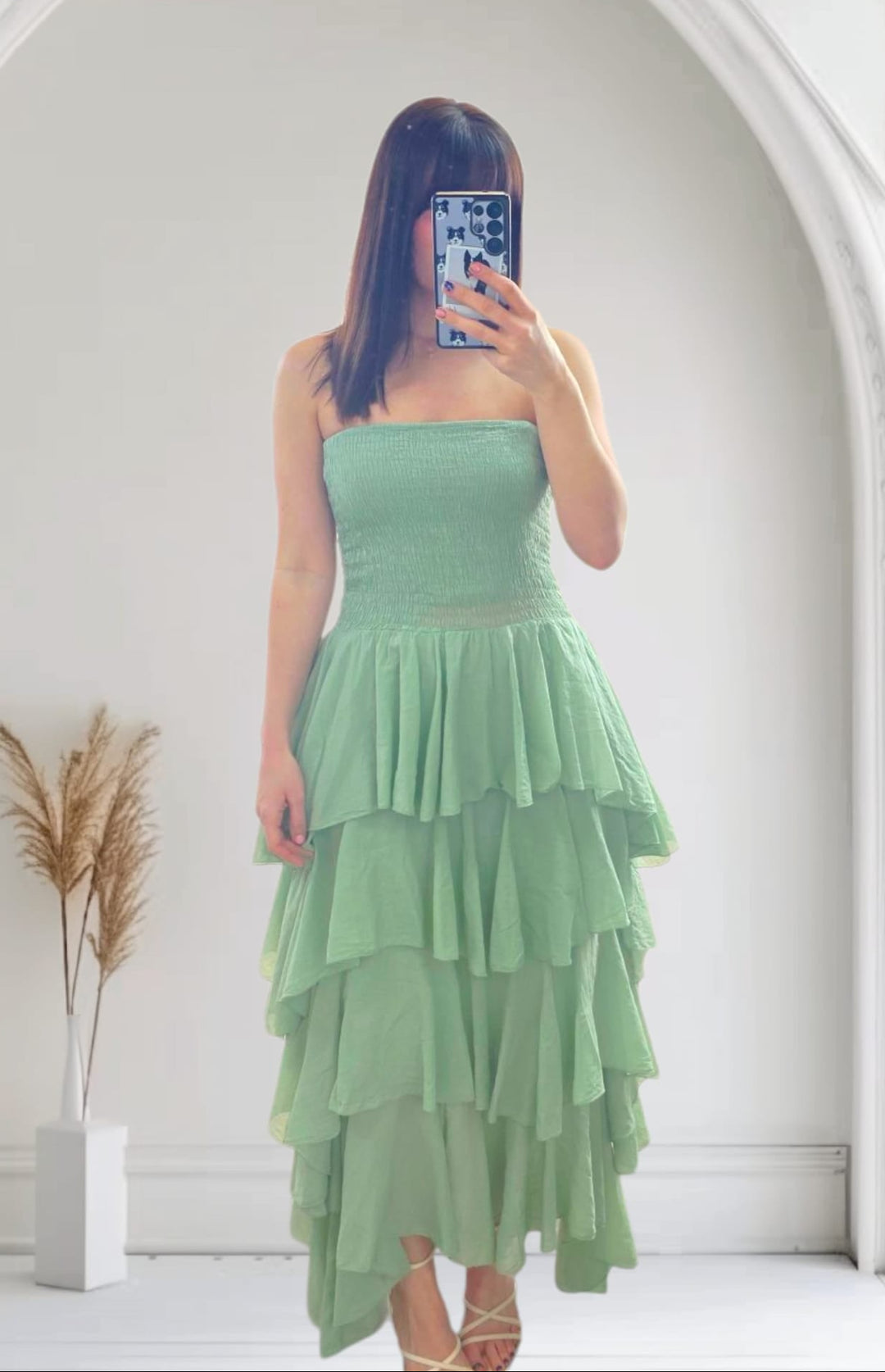 Rosita Ruffle Maxi Dress Sage