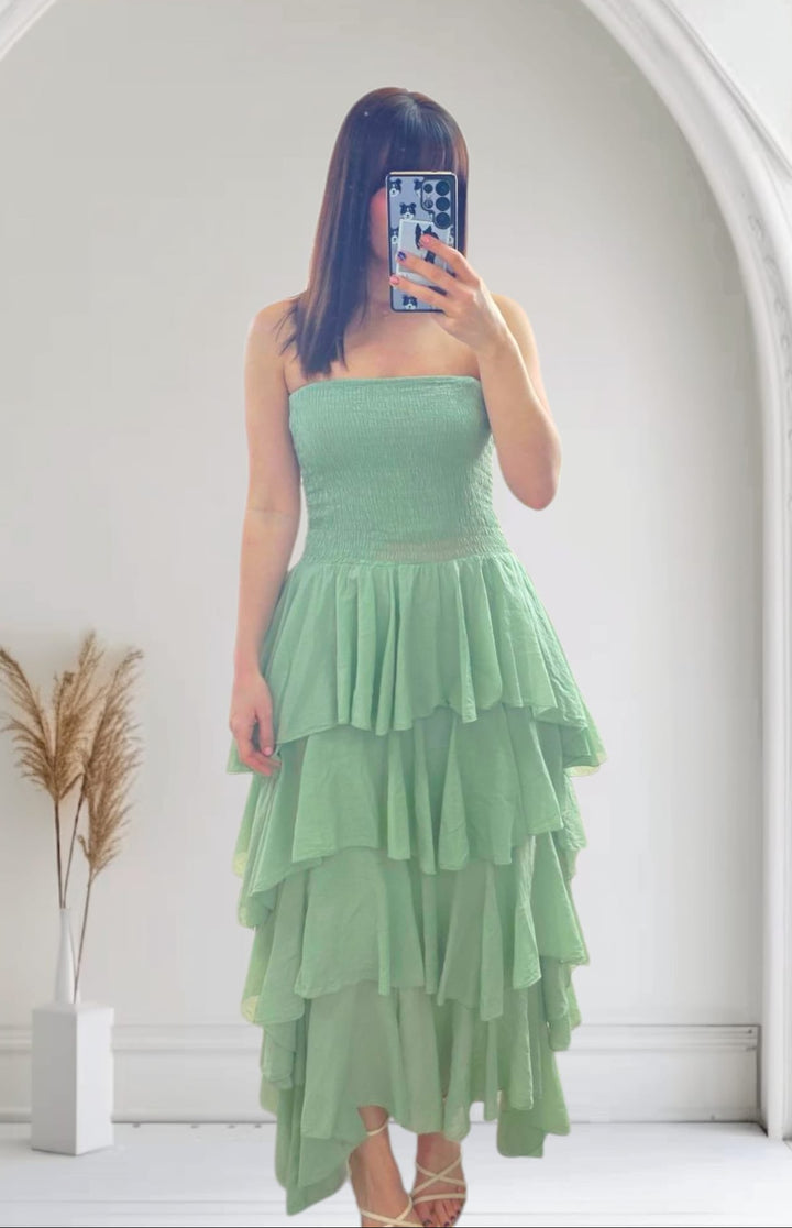 Rosita Ruffle Maxi Dress Sage