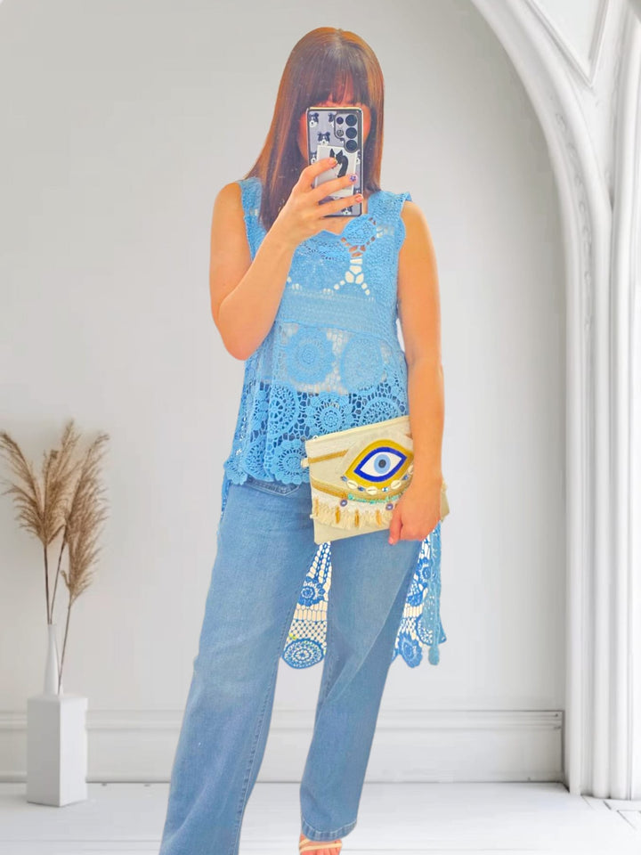 Thea Sleeveless Tunic Light Blue