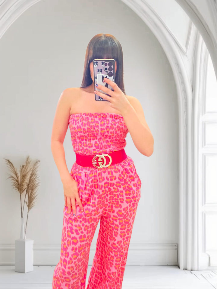 Power Leopard Jumpsuit Pink
