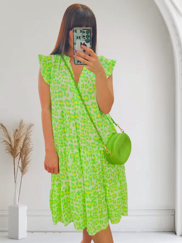 Glow Getter Leopard Dress Lime