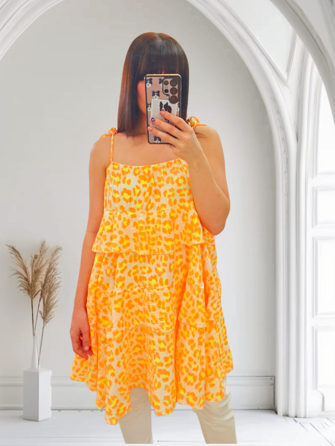 Neon Wild Leopard Tunic Clementine