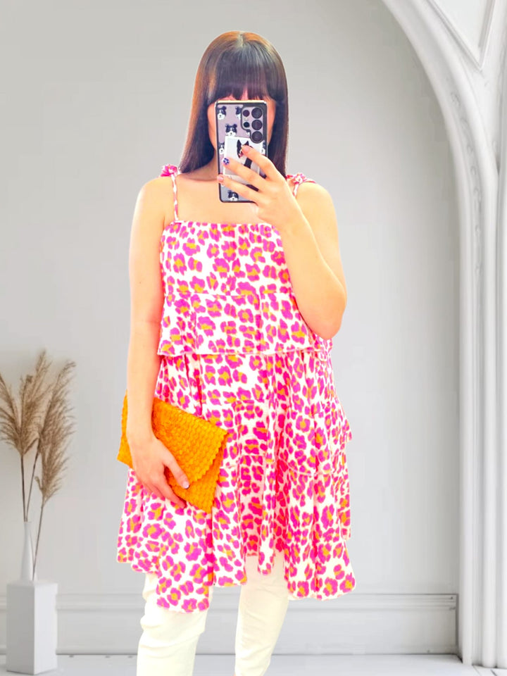 Neon Wild Leopard Tunic Fuchsia