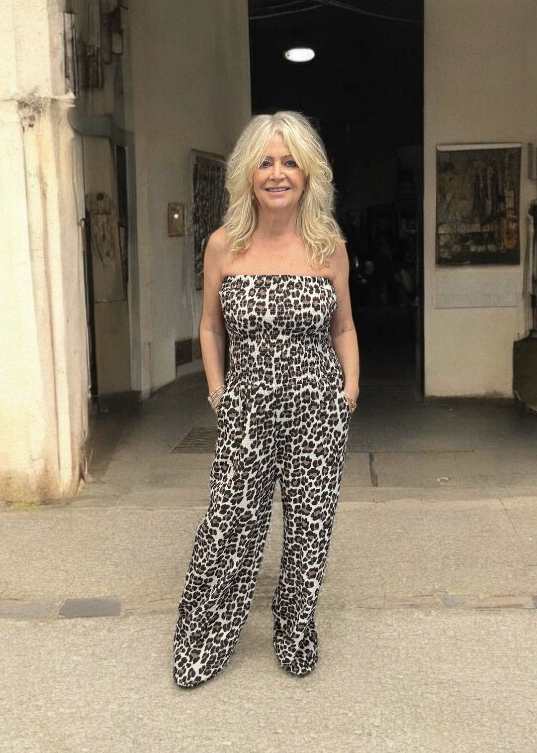 Power Leopard Jumpsuit Beige