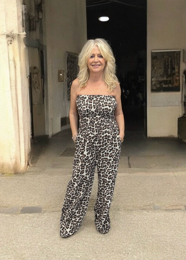 Power Leopard Jumpsuit Beige