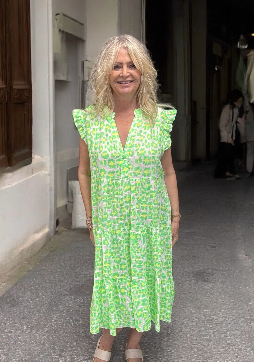Glow Getter Leopard Dress Lime
