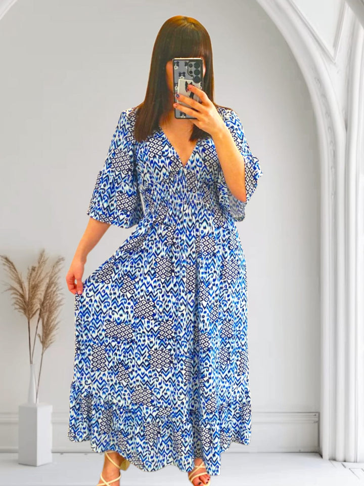 Amaris Aztec Dress Blue
