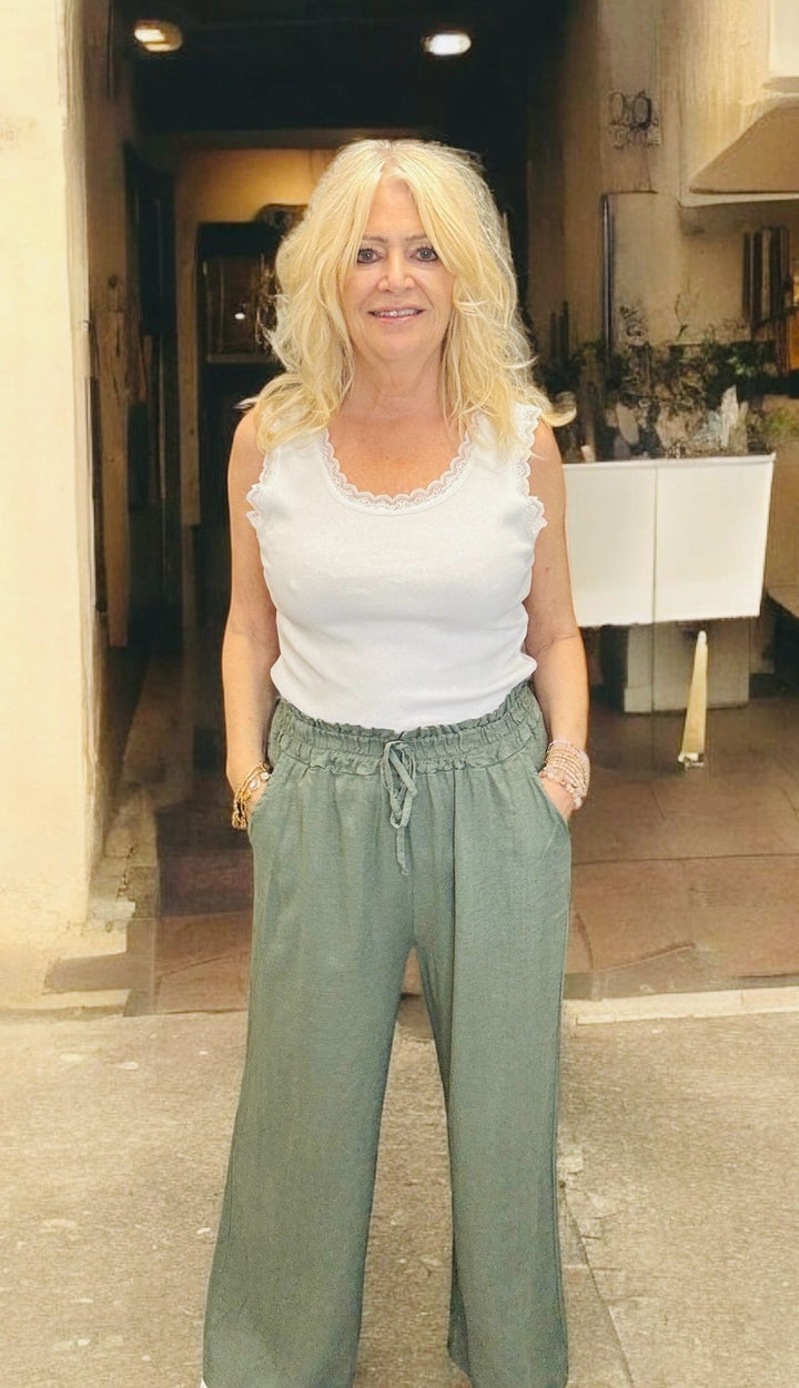 Liora Linen Trousers Khaki