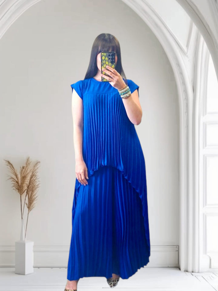 Co-Ord Pleated trouser set Royal Blue