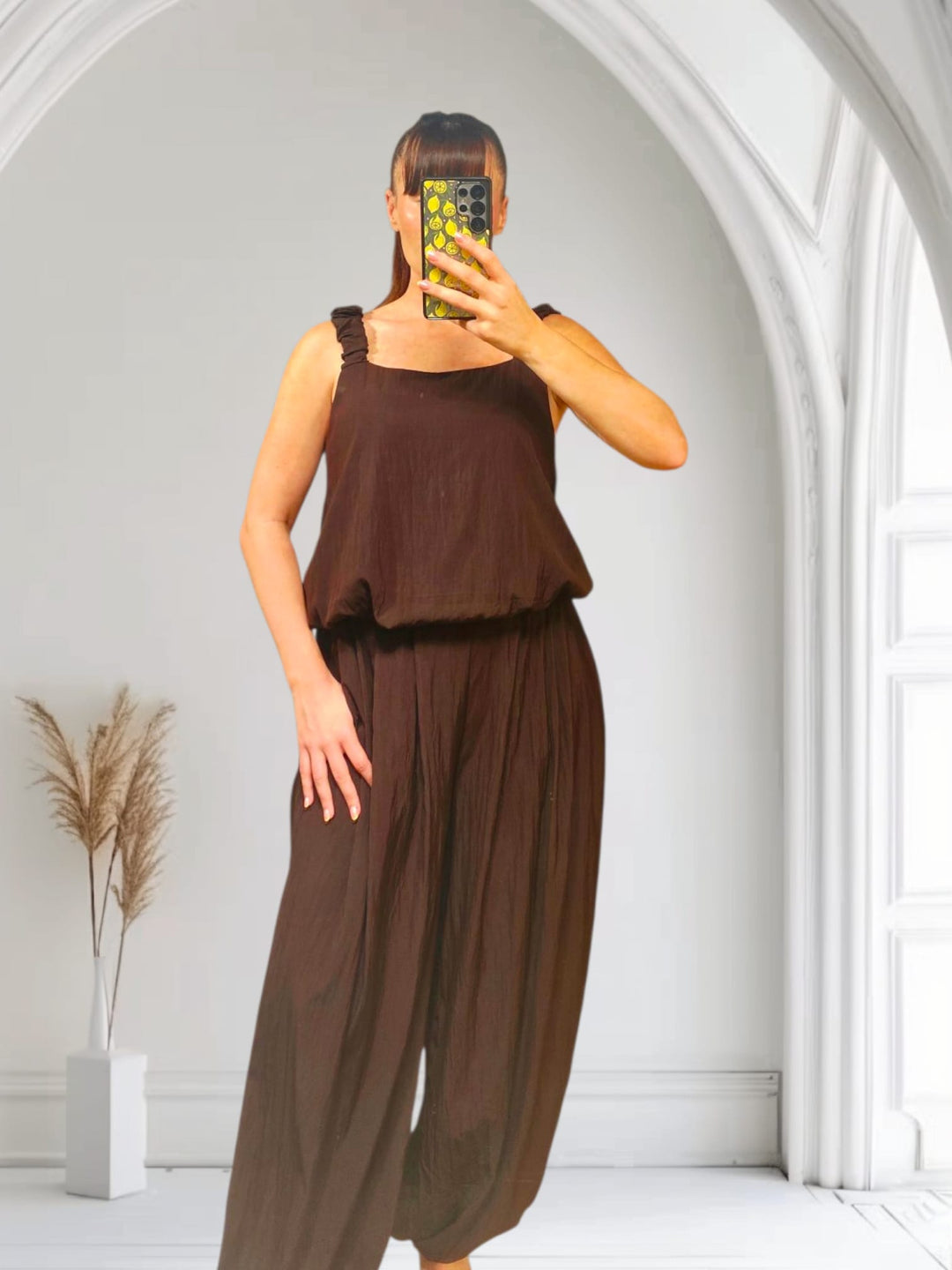 Anouska Bubble Hem Top Chocolate