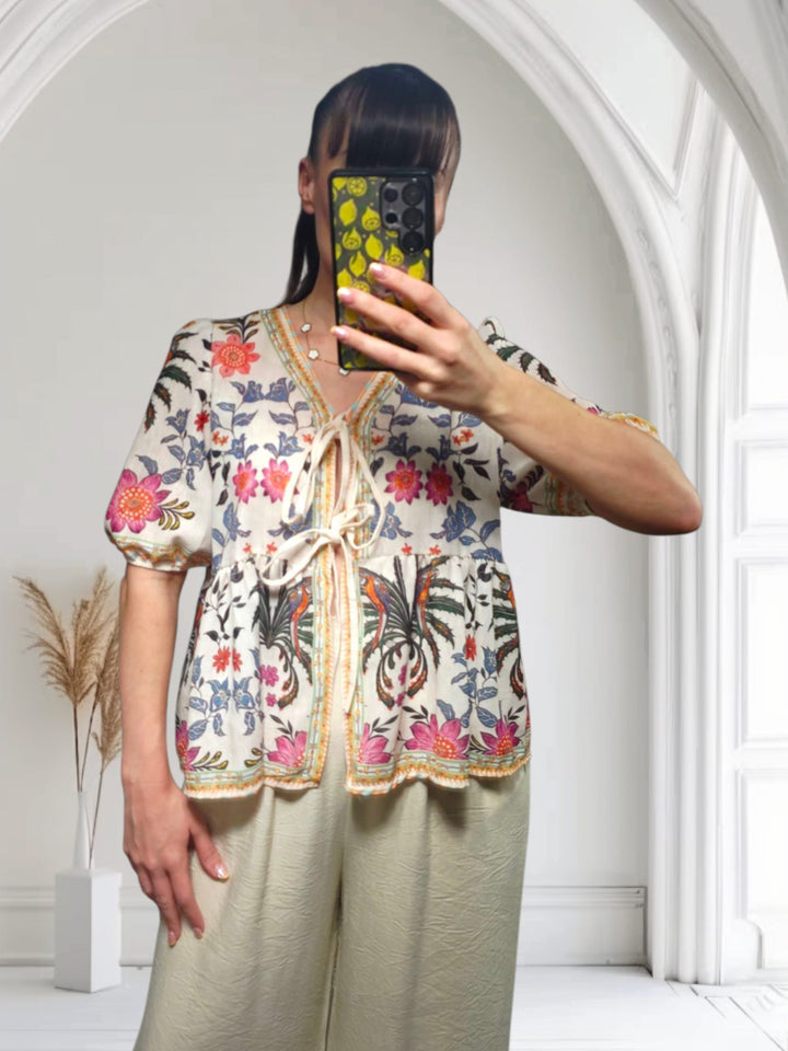 Floral Tie Front Top