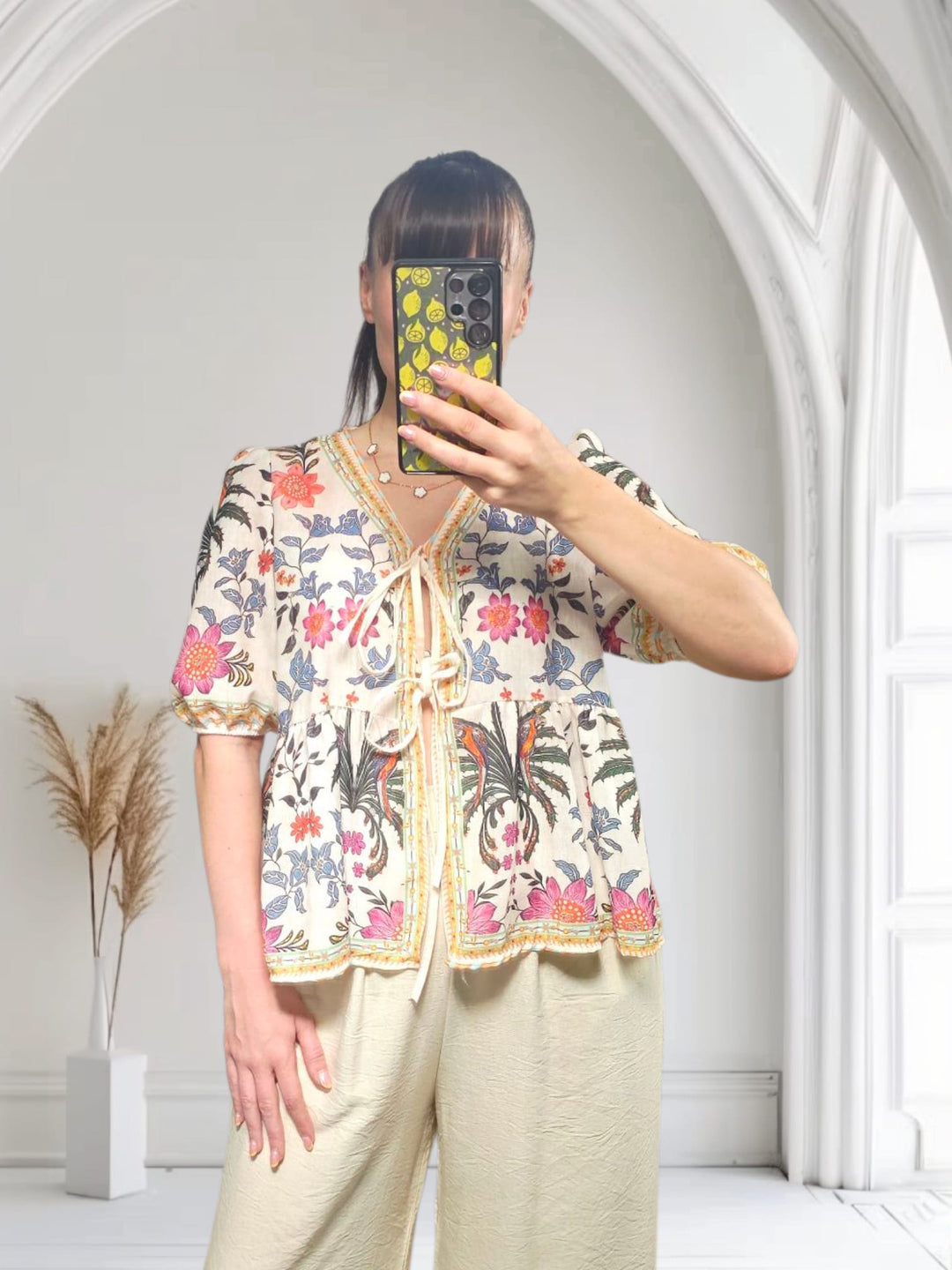 Floral Tie Front Top