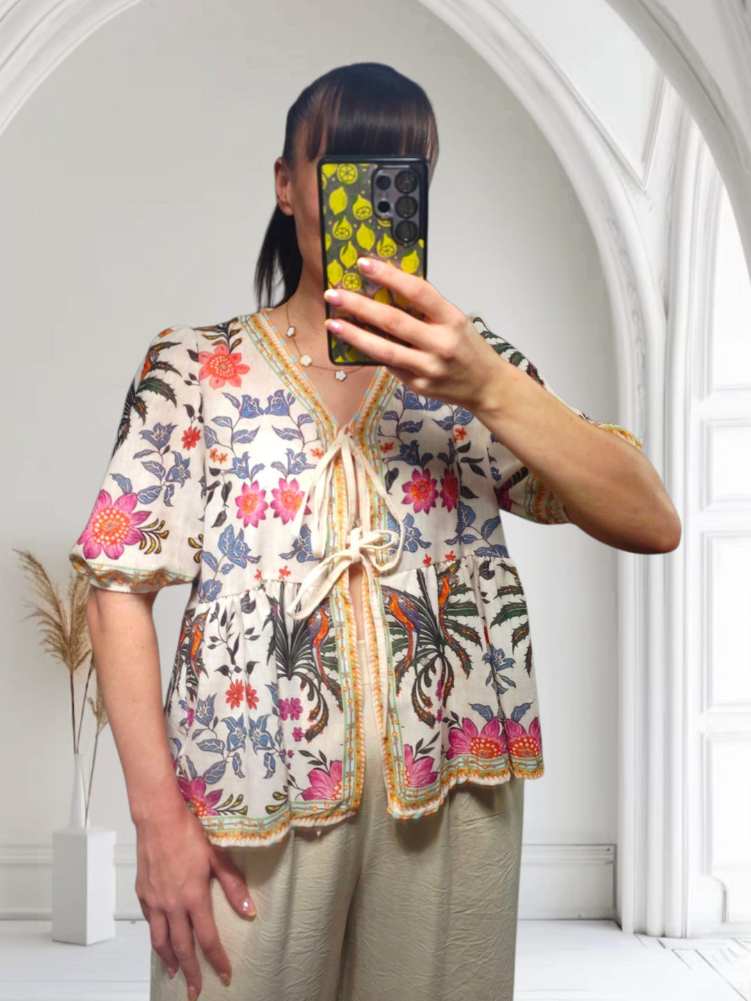 Floral Tie Front Top